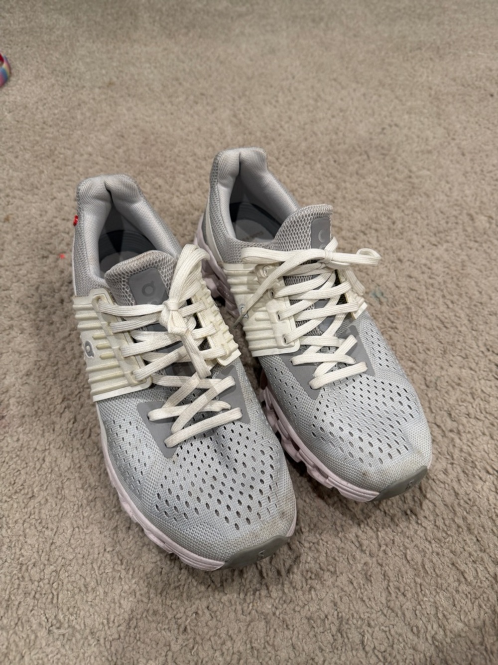 On Running Women's Light Gray and White Athletic Shoes
